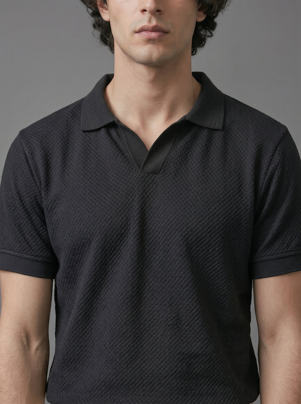Dark Blue Textured Polo