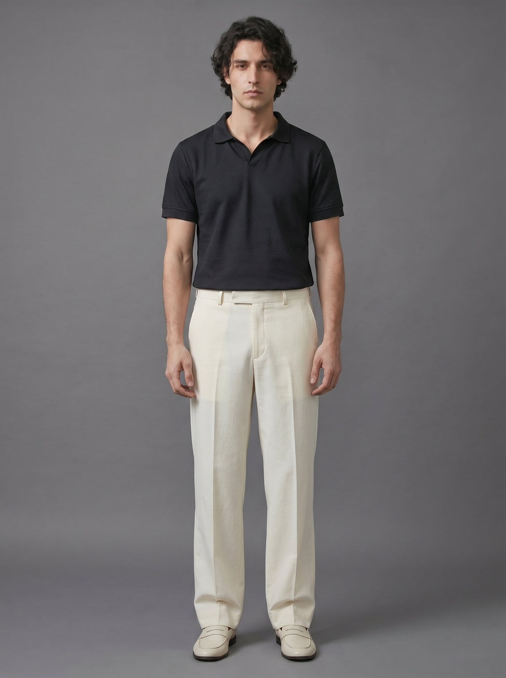 Dark Blue Textured Polo