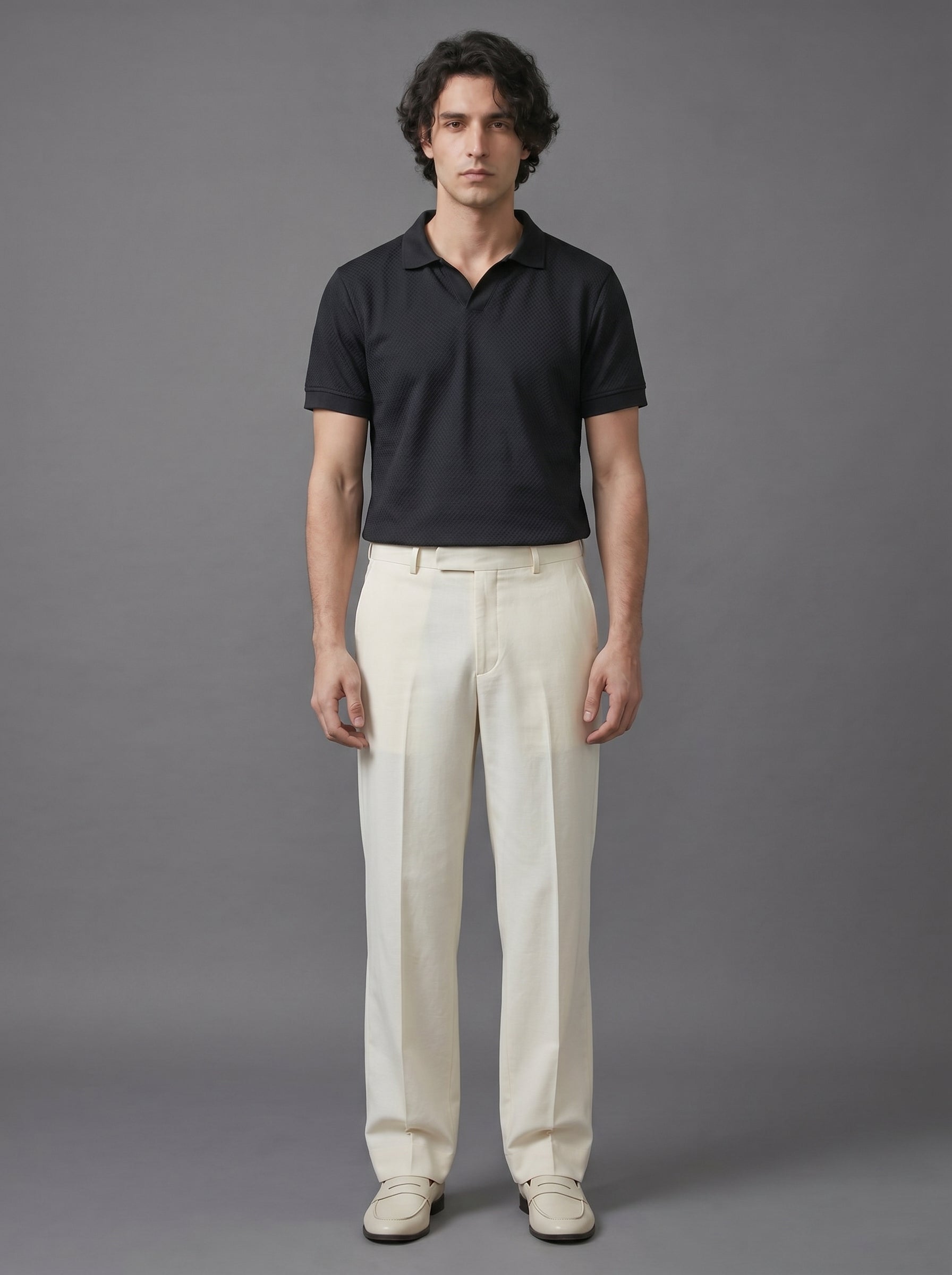 Dark Blue Textured Polo