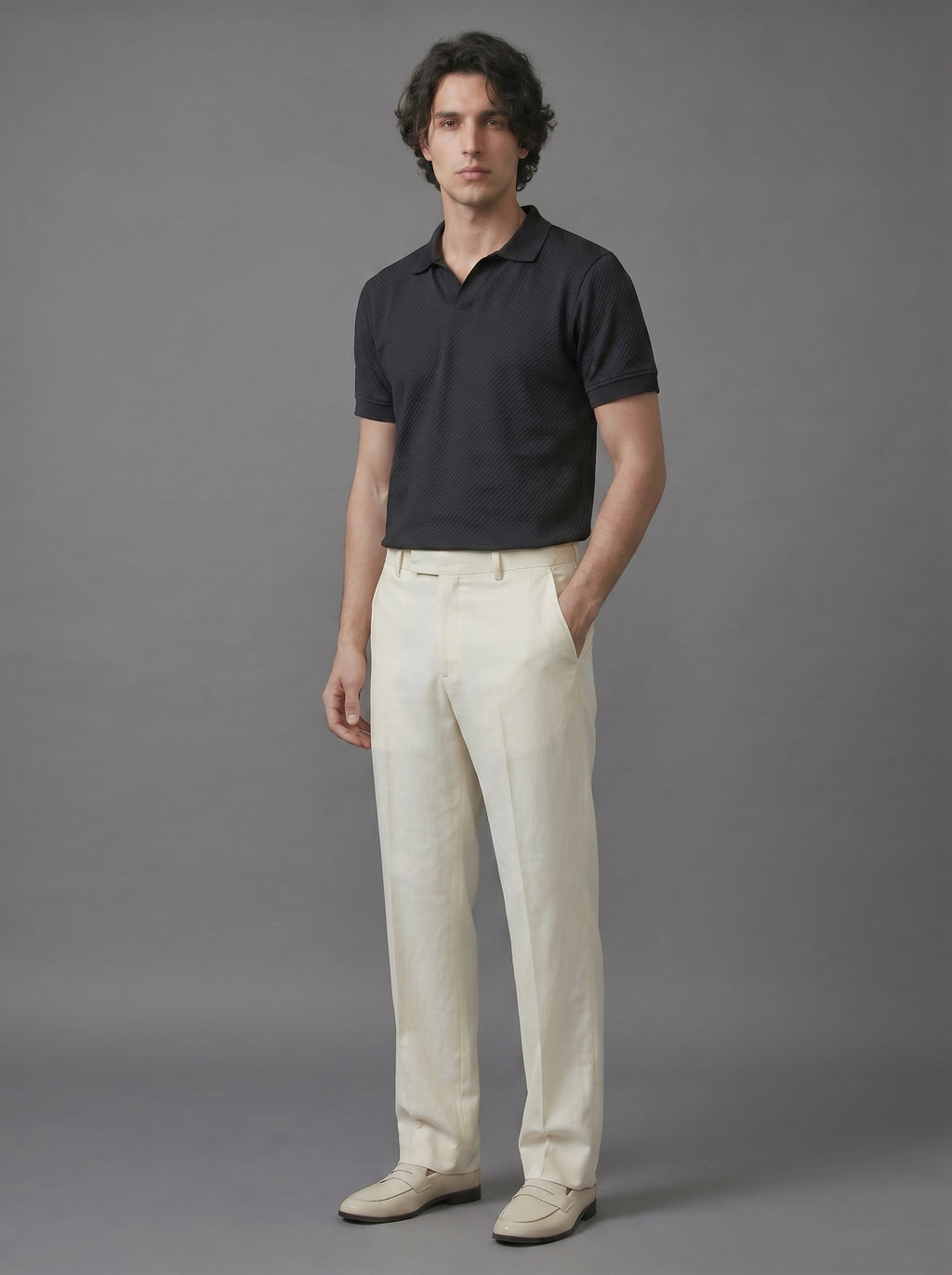 Dark Blue Textured Polo