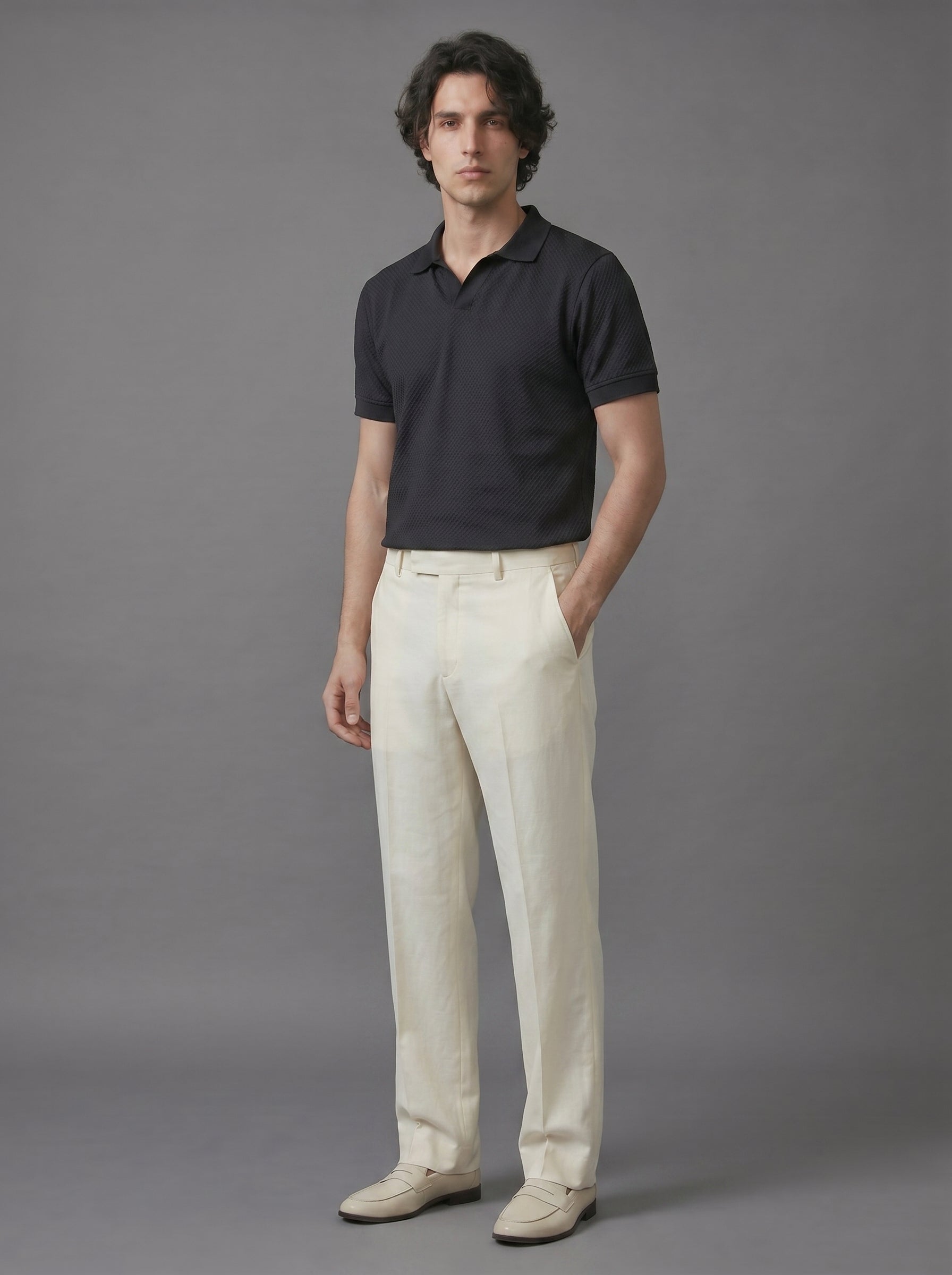 Dark Blue Textured Polo