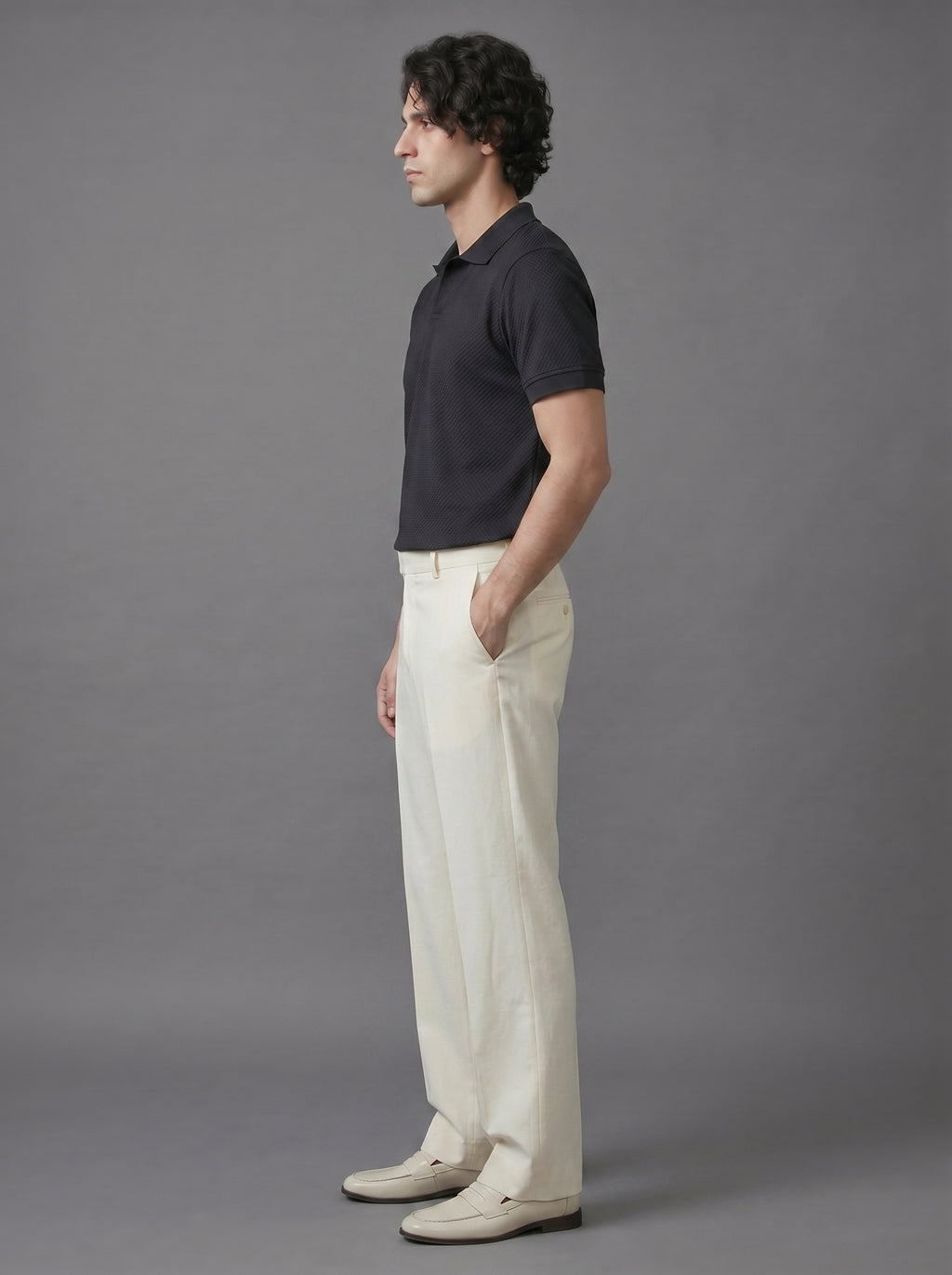 Dark Blue Textured Polo
