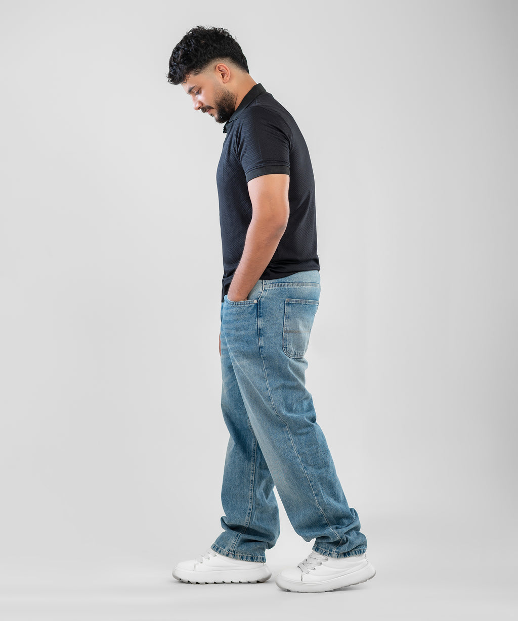Dark Blue Textured Polo