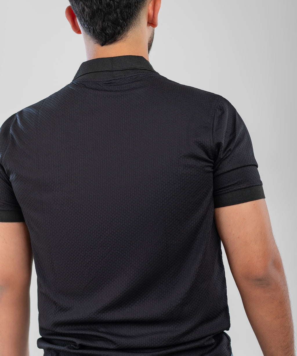 Dark Blue Textured Polo