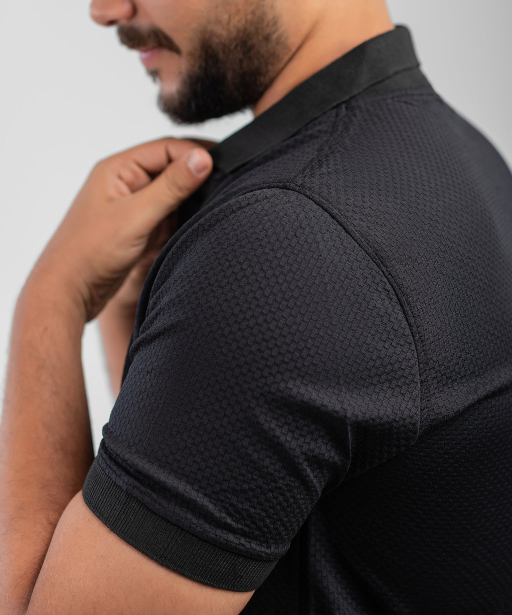 Dark Blue Textured Polo