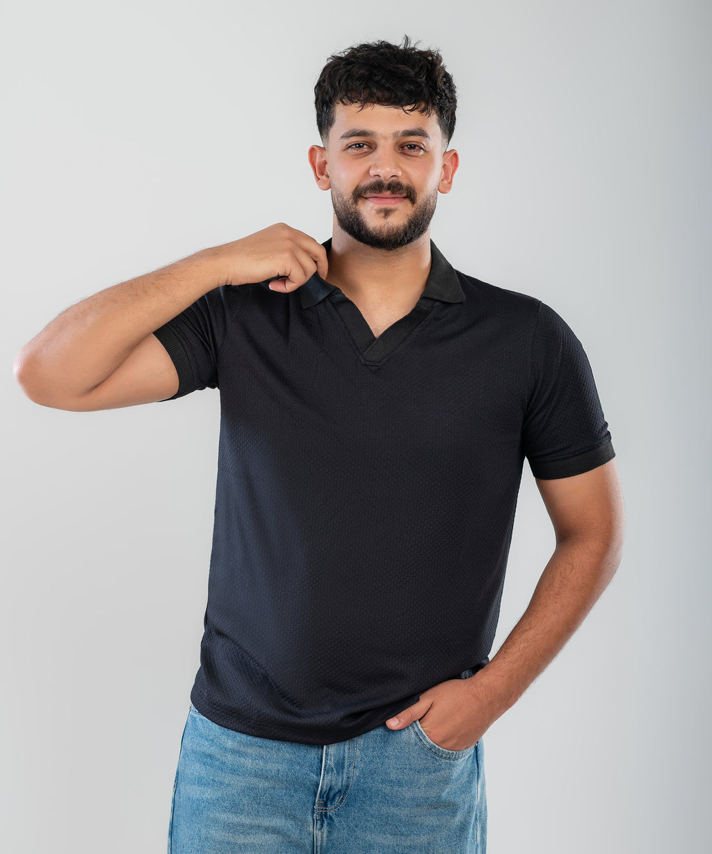 Dark Blue Textured Polo