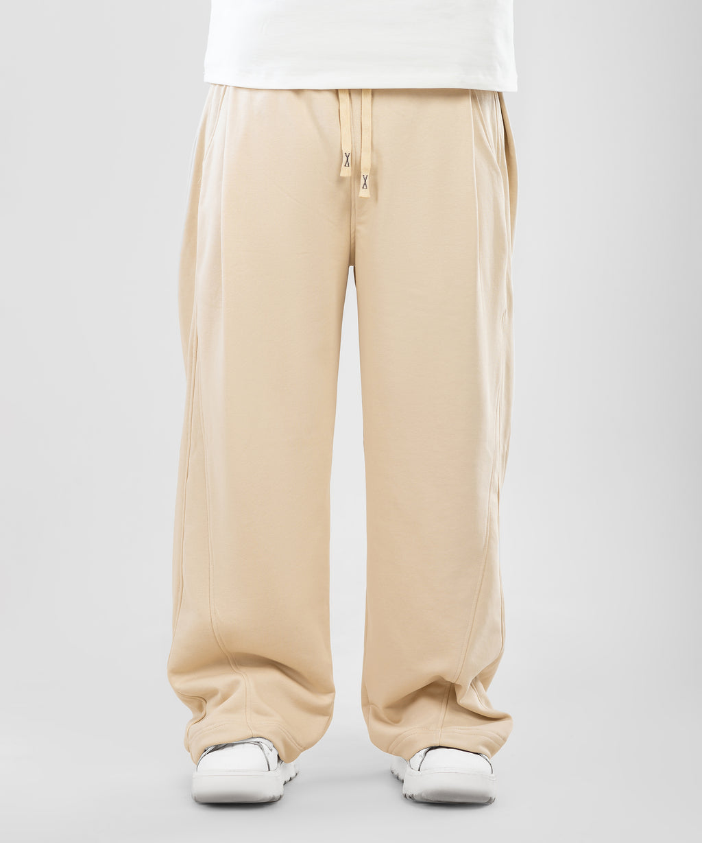 Two Tuck Wide Leg Pants "  Beige  "