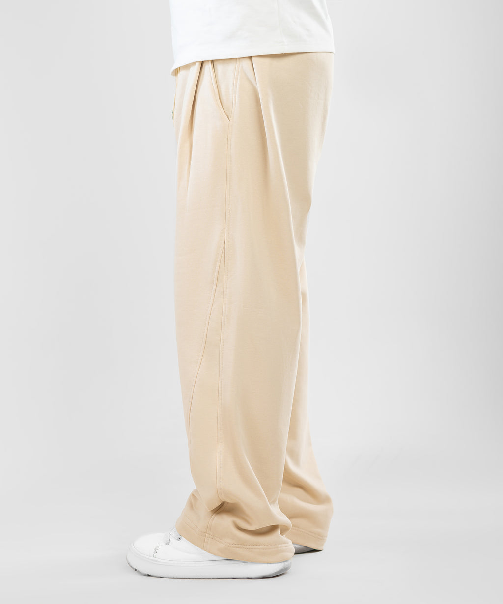 Two Tuck Wide Leg Pants "  Beige  "