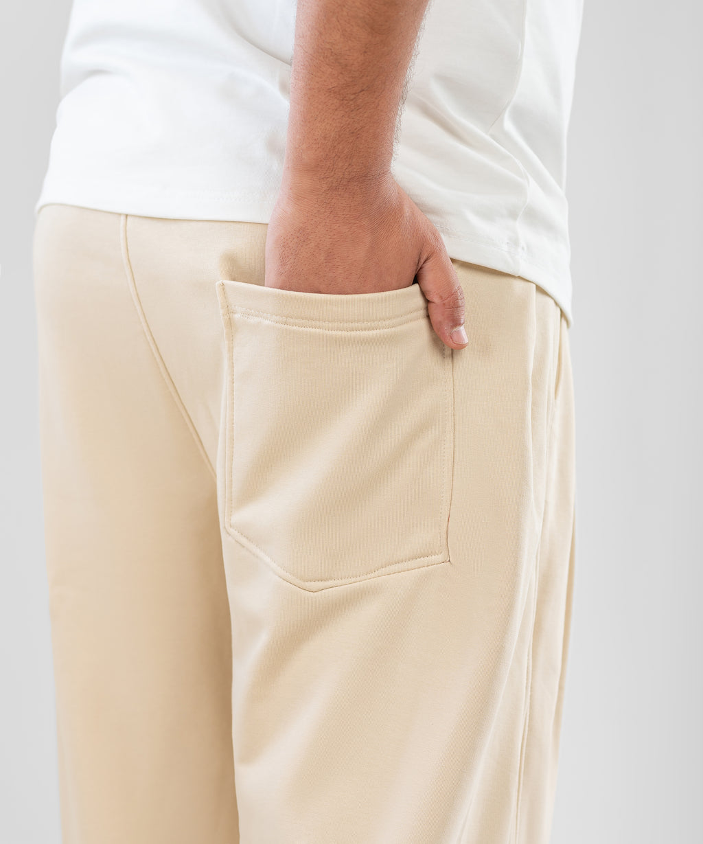 Two Tuck Wide Leg Pants "  Beige  "