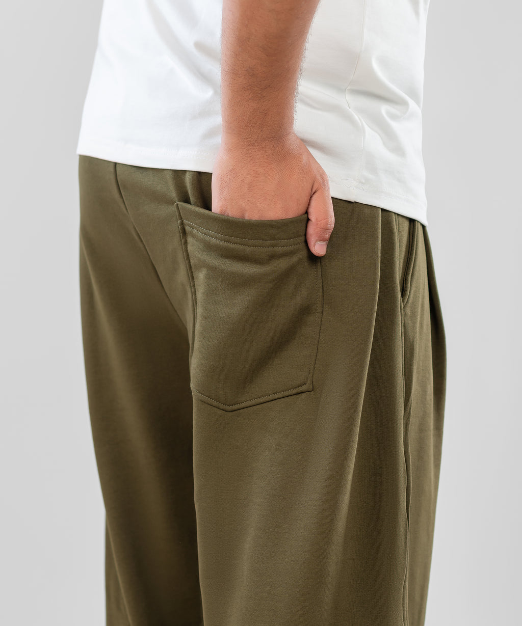 Two Tuck Wide Leg Pants " Olive "