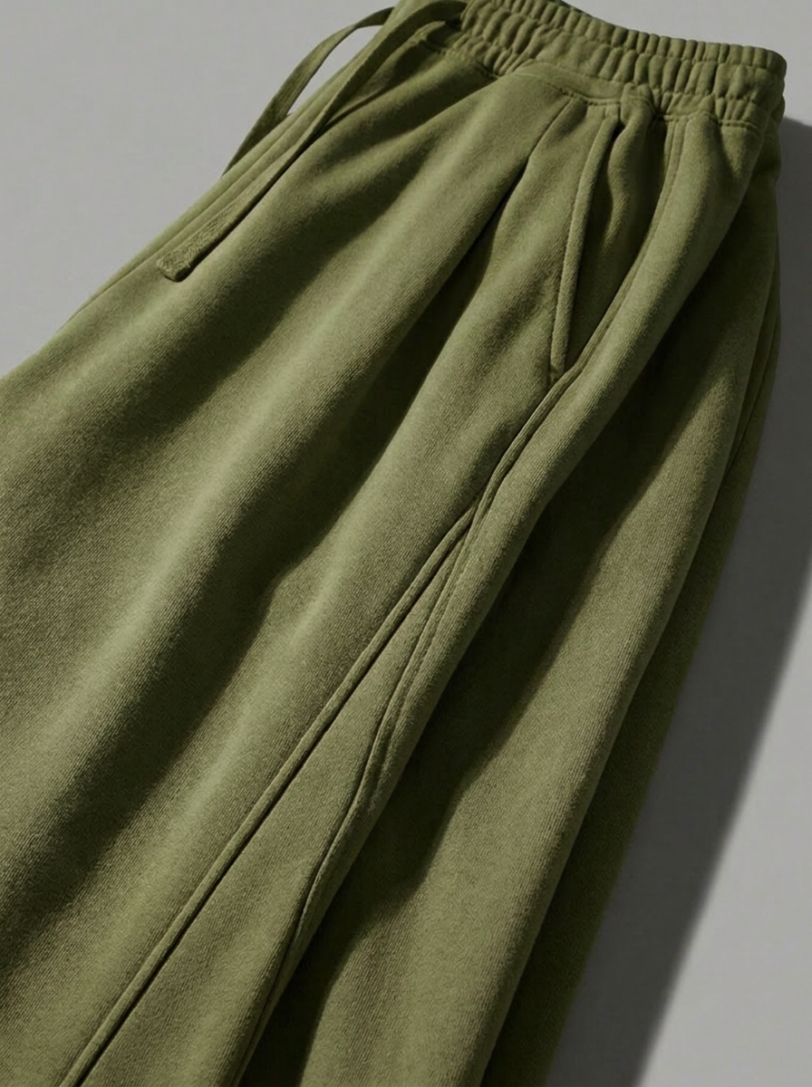 Green pants on a gray background